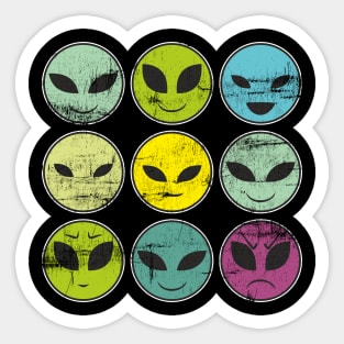 Funny Alien Heads And Facial Expressions As Pattern Sticker